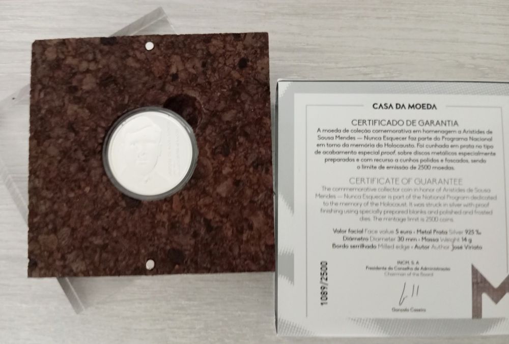 Moeda Prata Proof, Aristides de Sousa Mendes (Reservada)