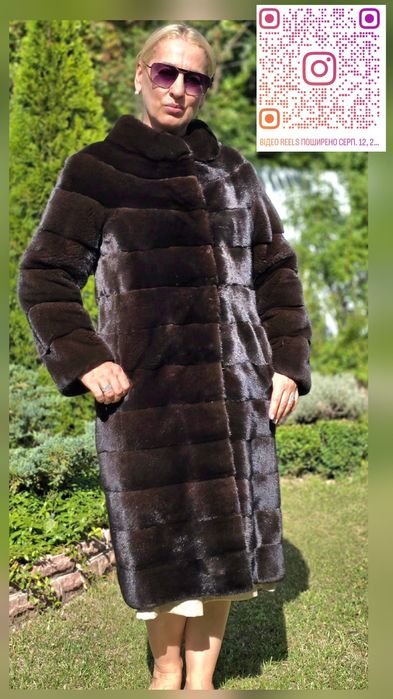 Норкова шуба норка Blackglama номерна плюшева 110 см