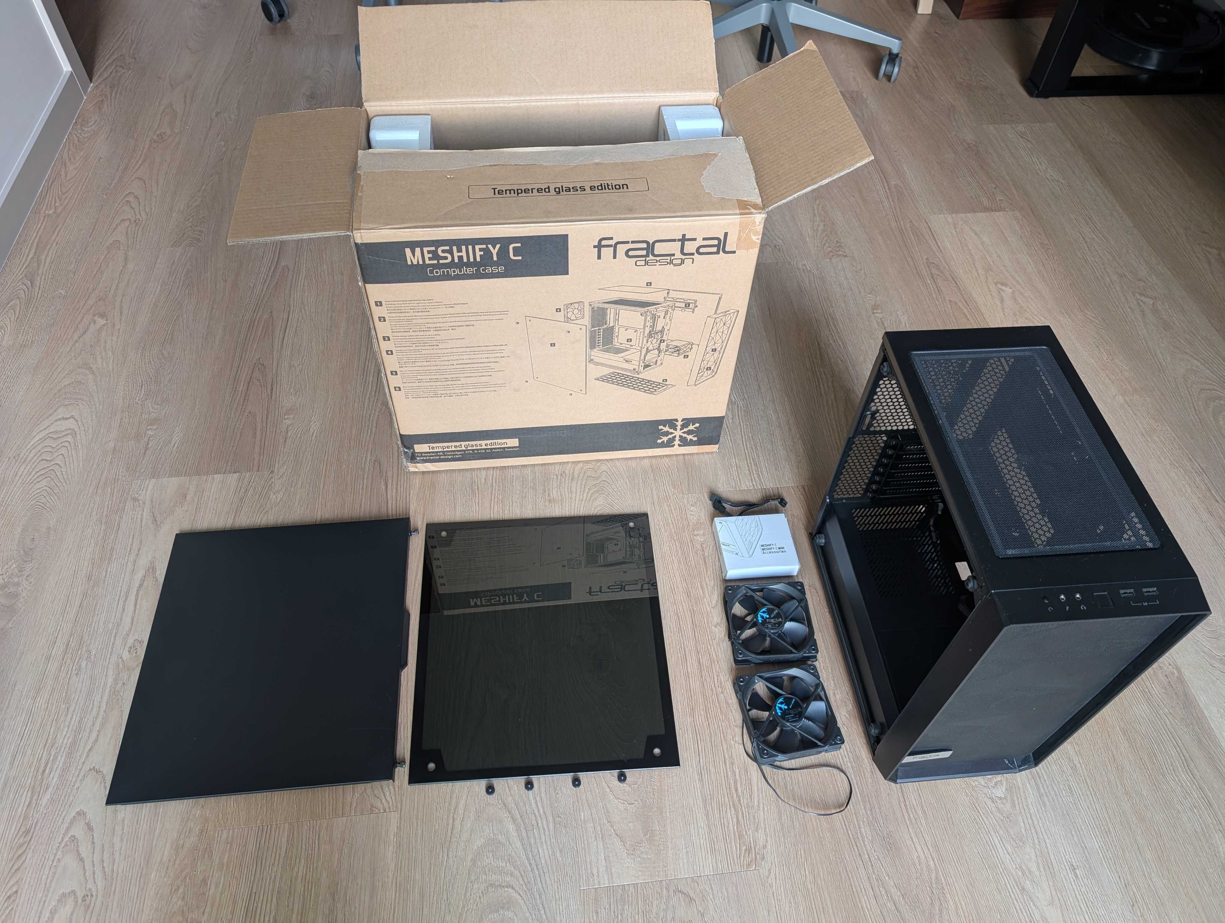 Fractal Design Meshify C (caixa ATX preta, vidro temperado escuro)