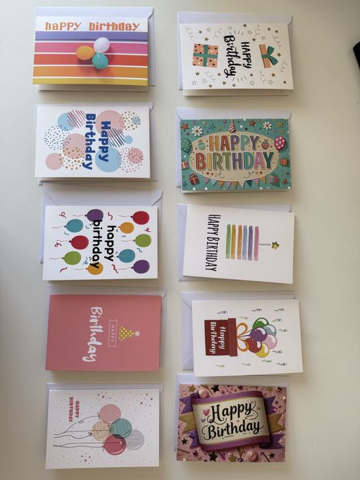 Cartões de aniversário (modelo 5 - pack com 10)