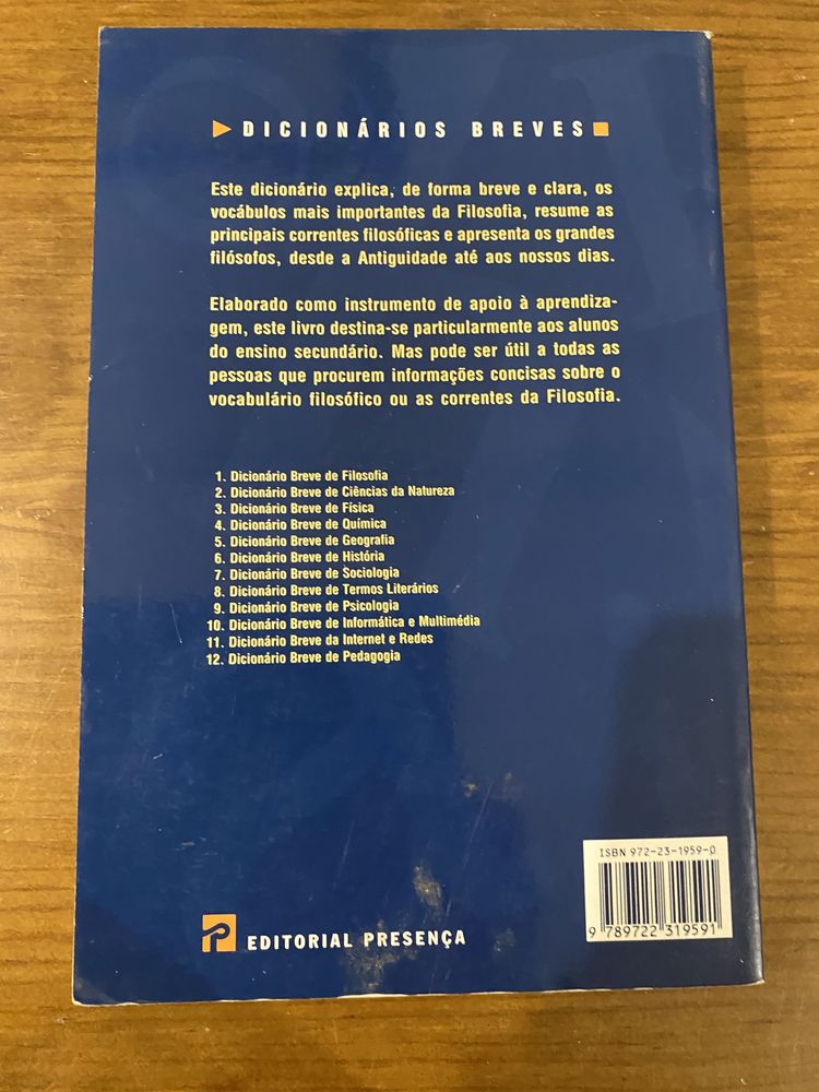 Dicionario Breve de Filosofia - Alberto Antunes - ano 2000