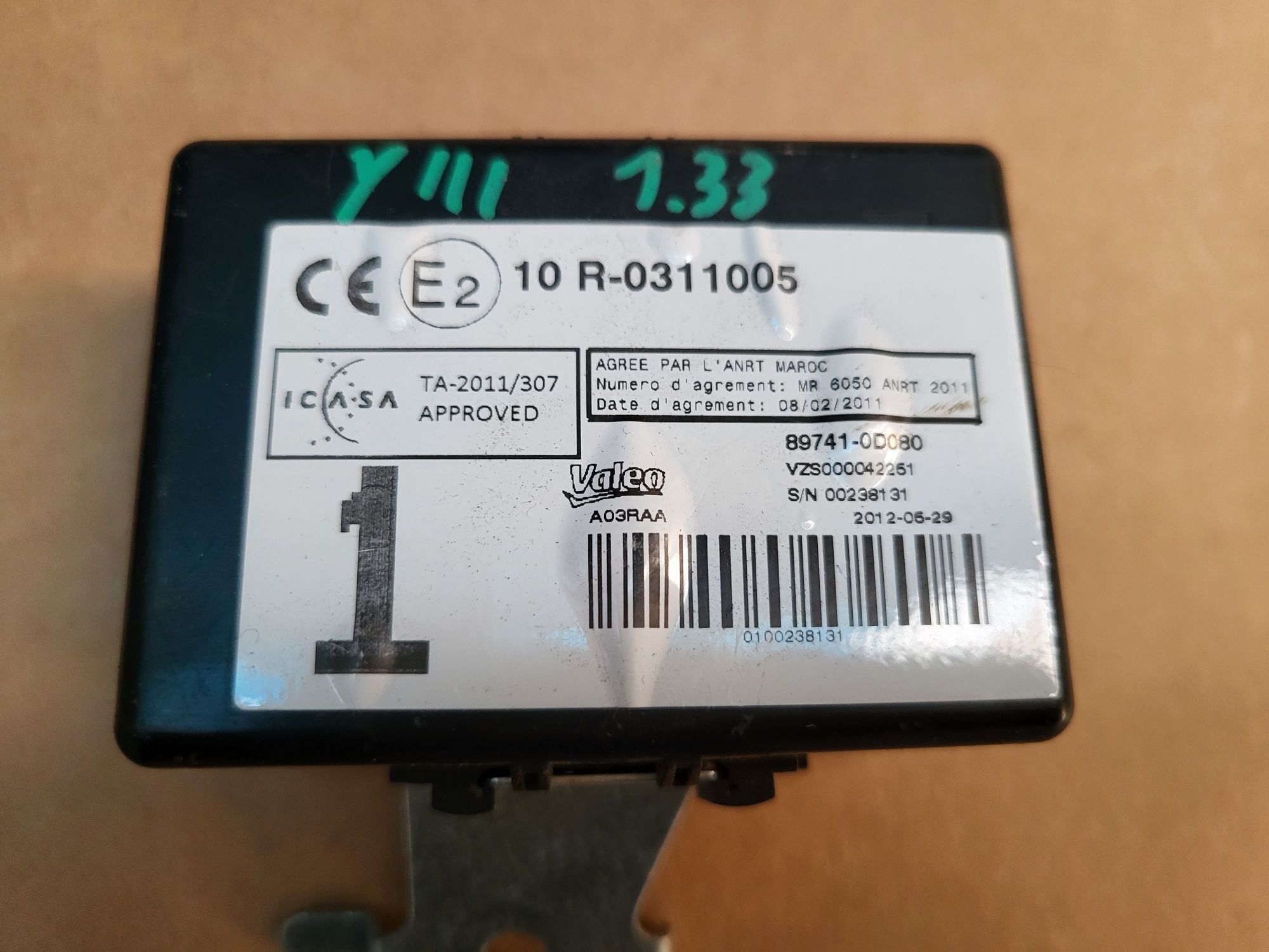 Toyota Yaris III 1.33 Zestaw startowy Kluczyk stacyjka komputer moduł