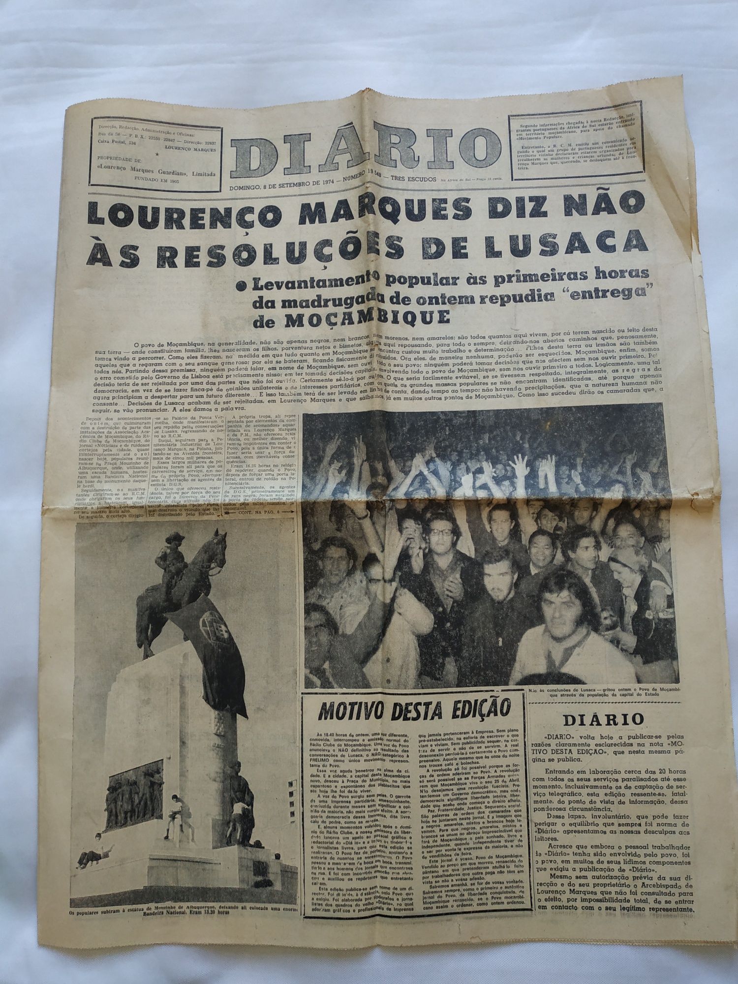 Cinco Jornais de Moçambique de Pós 25 de Abril de 1974
