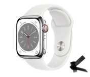 NOWY Apple Watch Series 8 GPS + Cellular 45mm srebrny i pasek biały