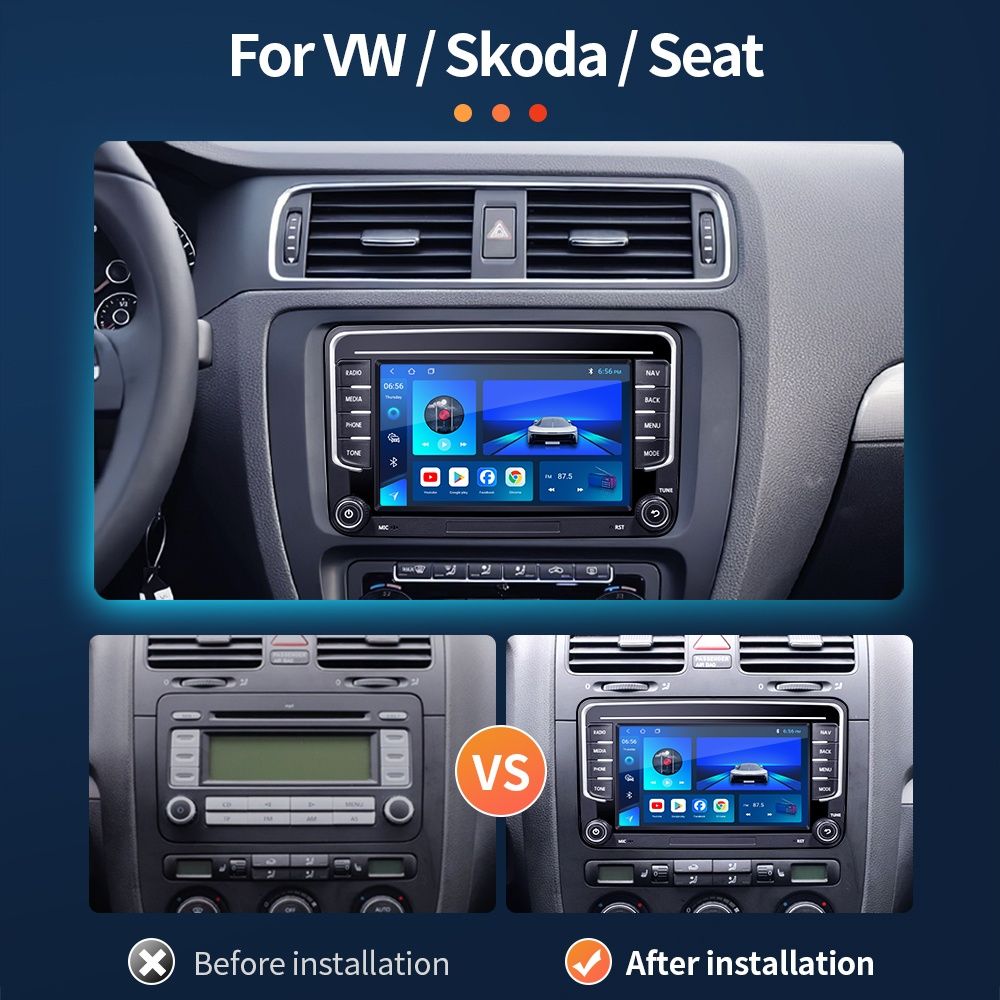 Radio Nawigacja 2/32gb Android 13 Carplay Vw,Passat,Golf,Skoda,Seat