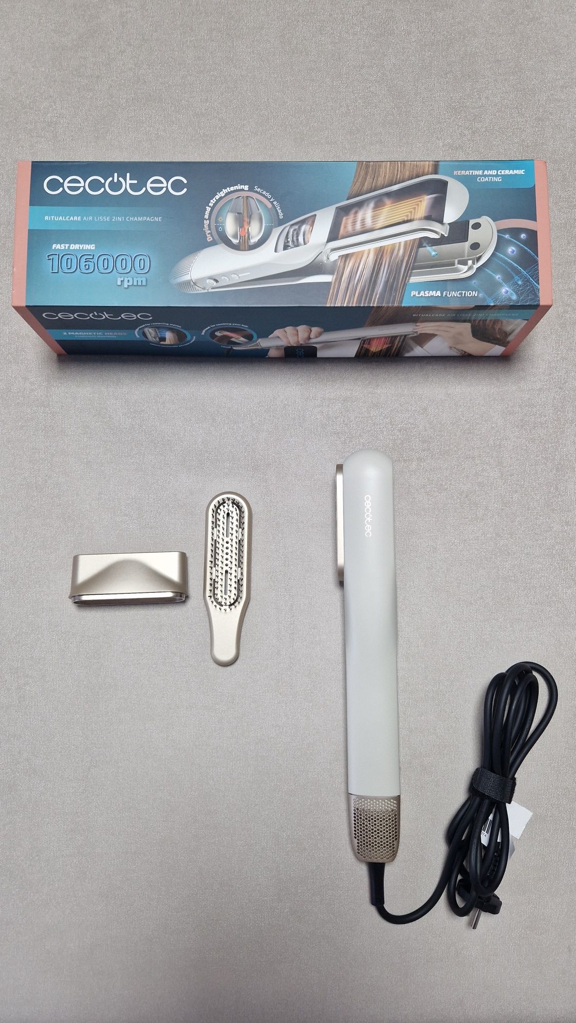Secador alisador Cecotec RitualCare Air Lisse 2in1 Champagne