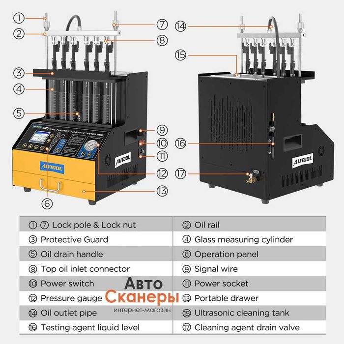 Стенд для очистки форсунок AUTOOL CT500 (ультразвук +УЗВ ванной)
