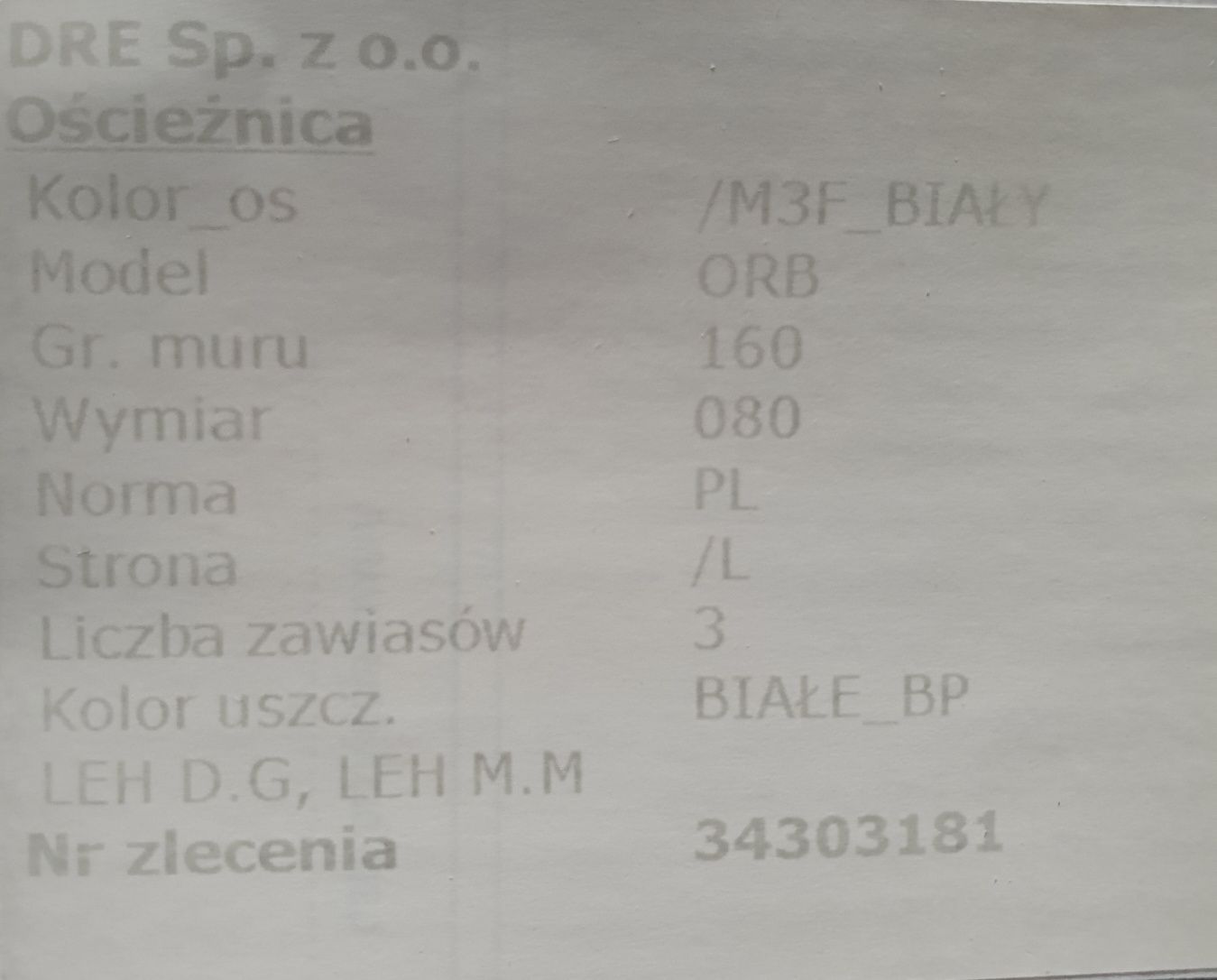 Drzwi wewnętrzne DRE 80cm LEWE białe z futryna