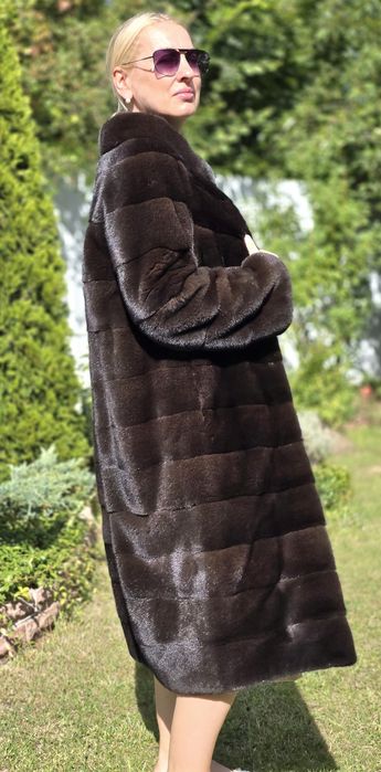 Норкова шуба норка Blackglama номерна плюшева 110 см