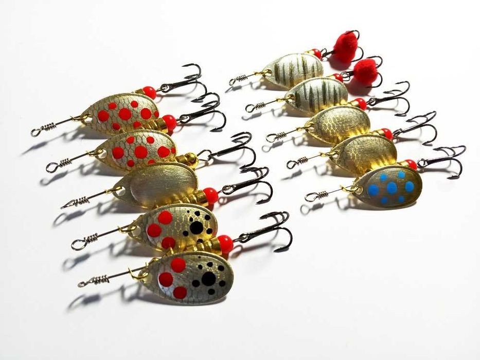 Błystki obrotowe Ubik zestaw 10szt okoń pstrąg szczupak kleń obrotówki