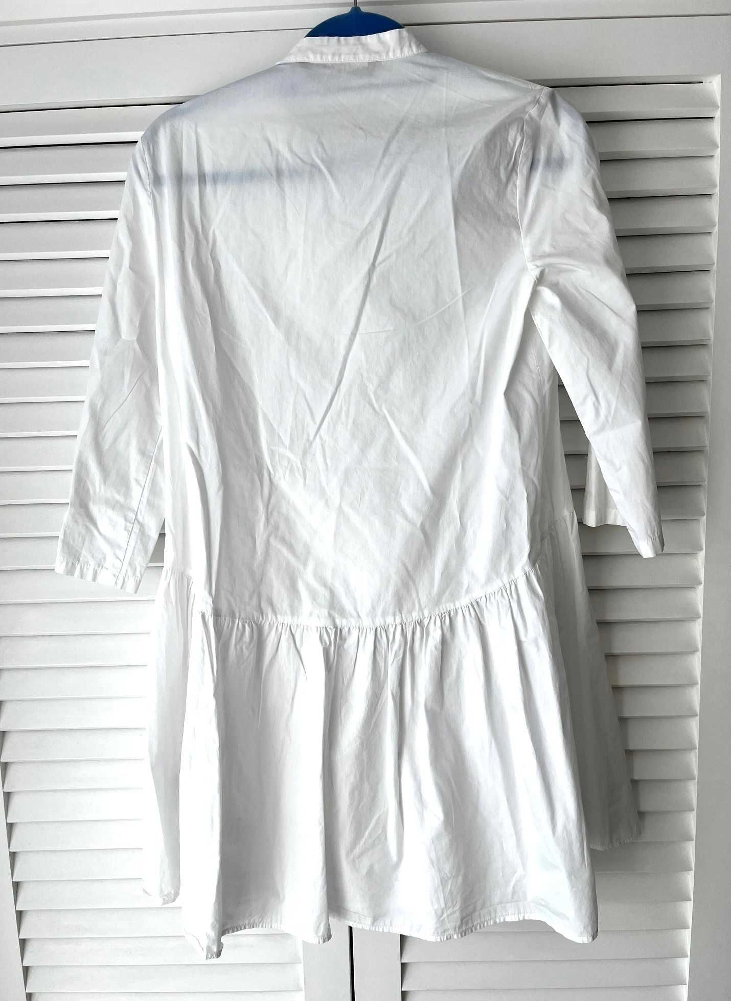 Zara Woman biała sukienka koszulowa letnia XS S