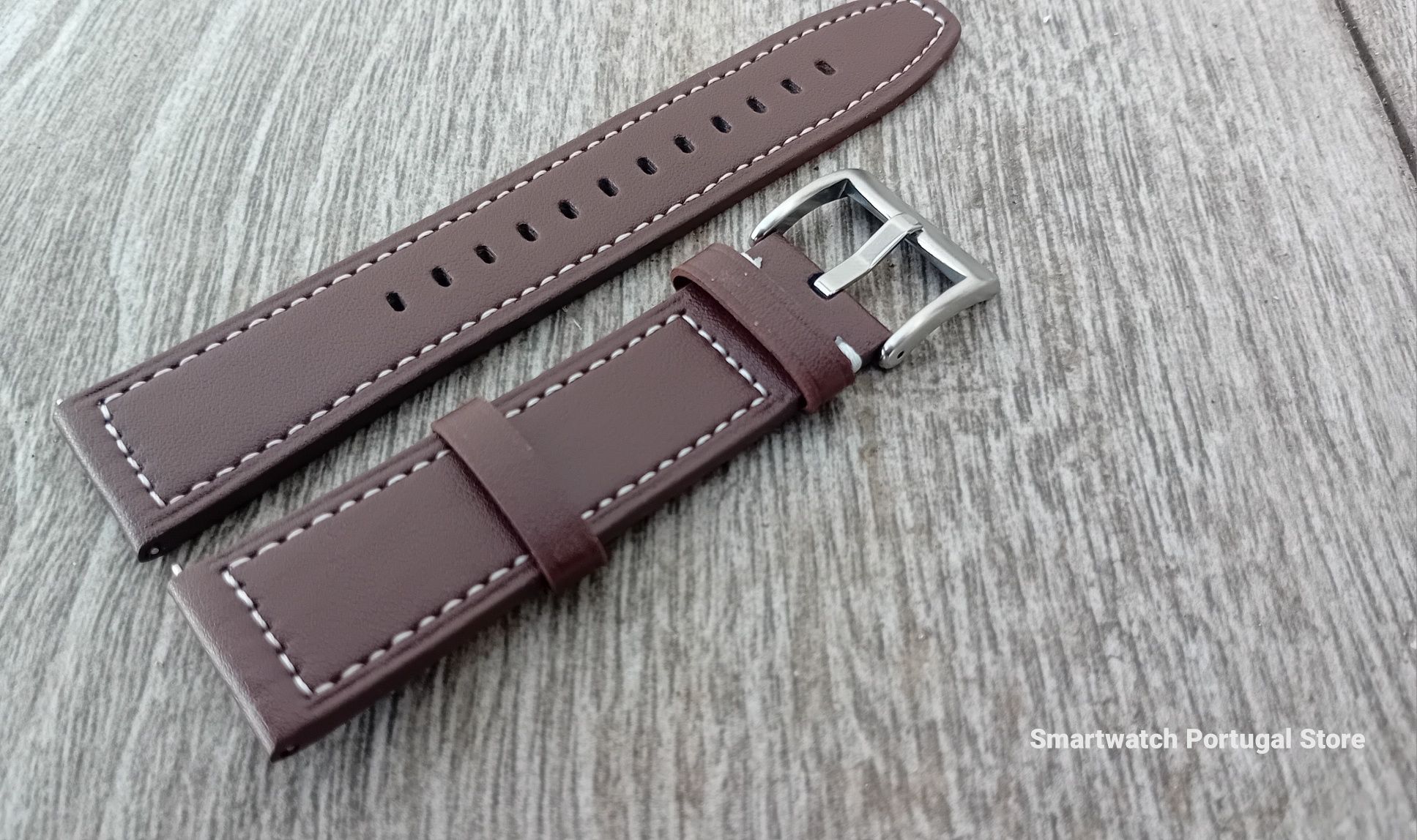 Bracelete em pele 22mm : Castanha escura