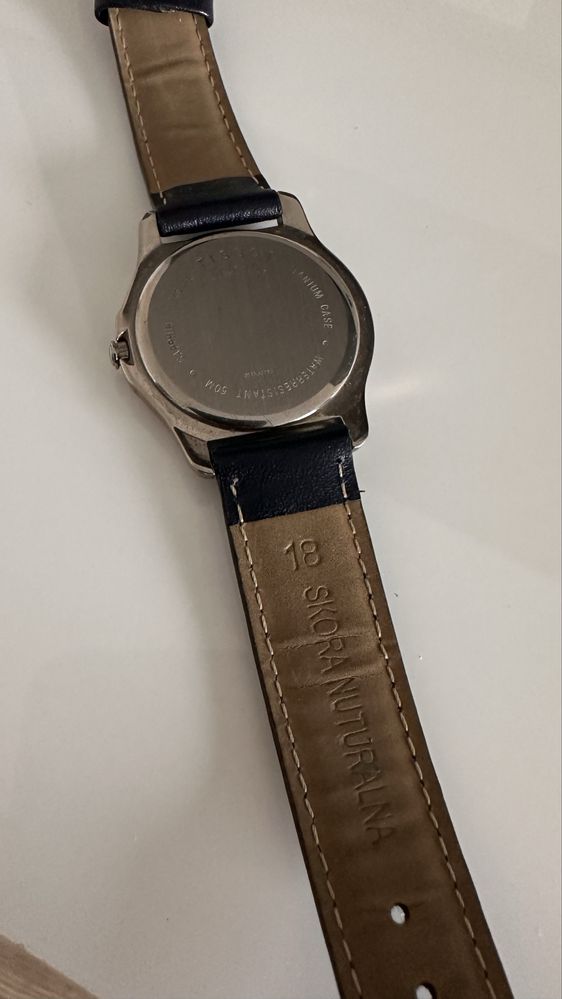 Zegarek męski Tissot Titanium PR50 skorzany niebieski pasek