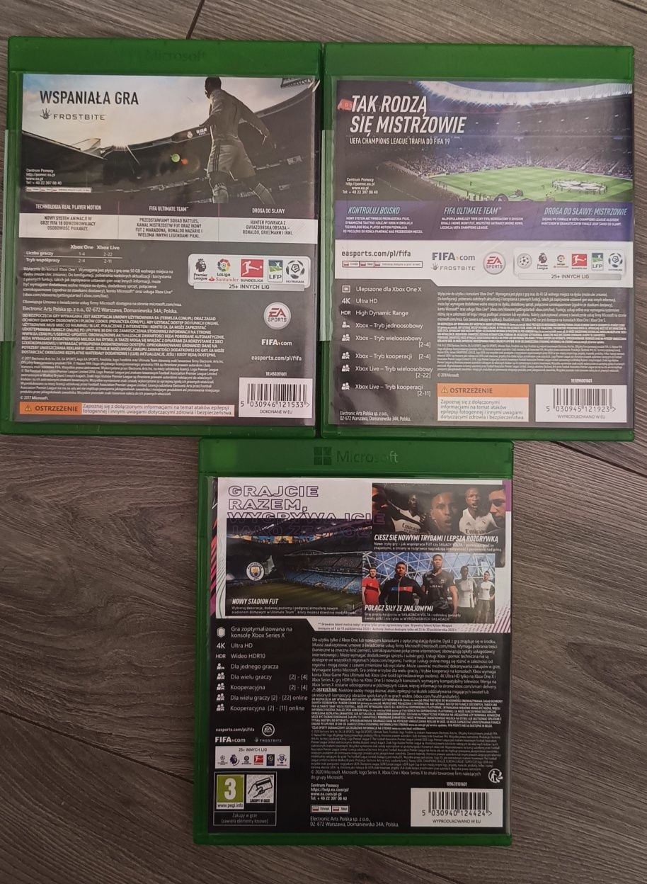 Zestaw gier FIFA 18, 19 i 21 Xbox one / Xbox Series X