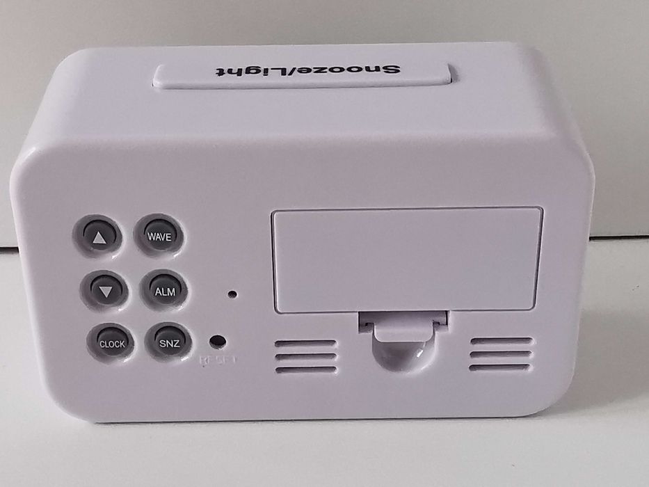 Budzik Zegar Termometr MEBUS Radiowy DCF Podświetlany LCD