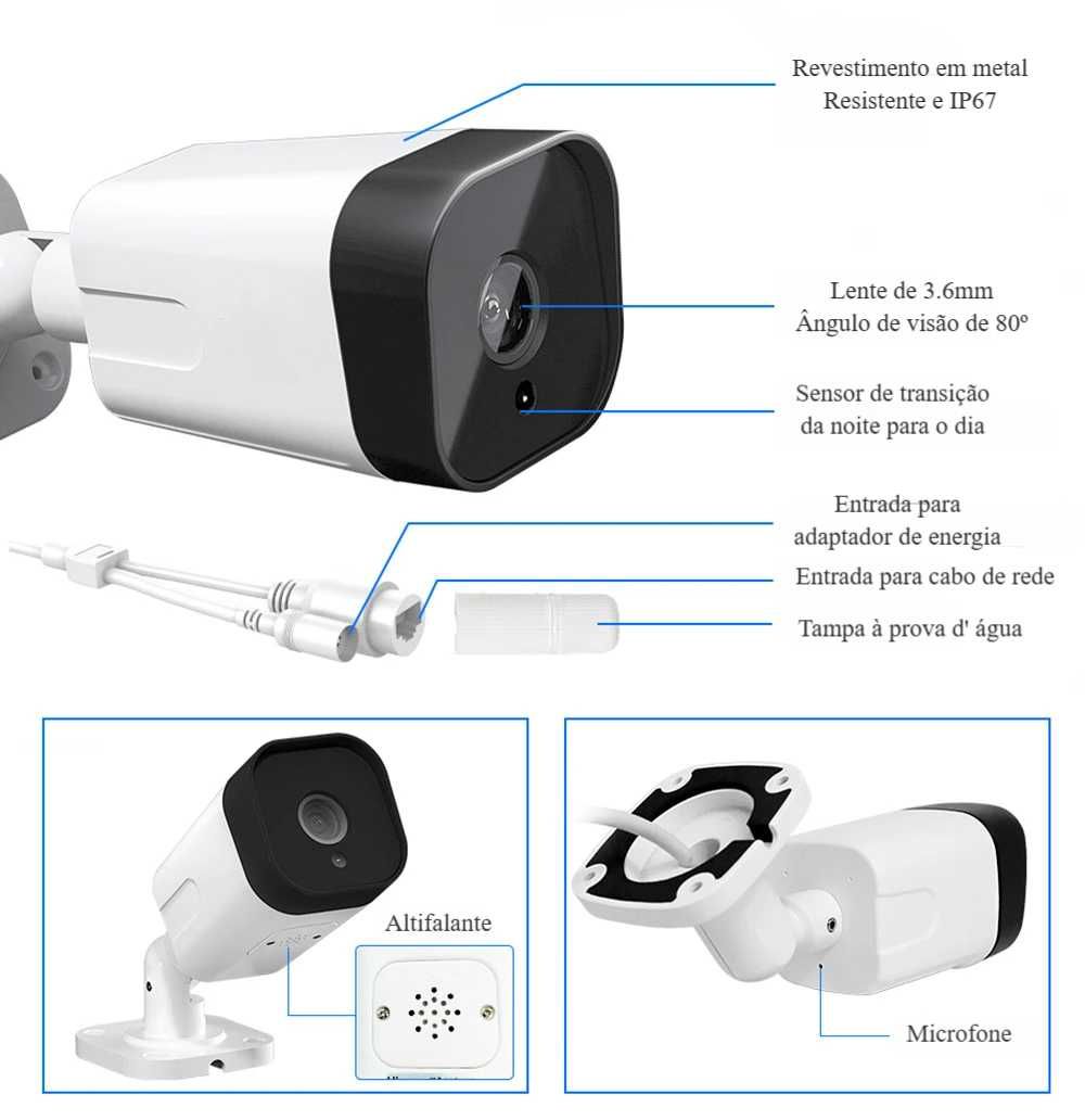 NVR 8CH ∎ Câmaras 5MP ∎ PoE ∎ Áudio ∎ Visão Noturna