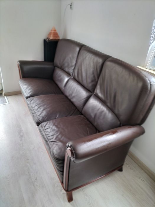 Kanapa+fotel skóra naturalna.