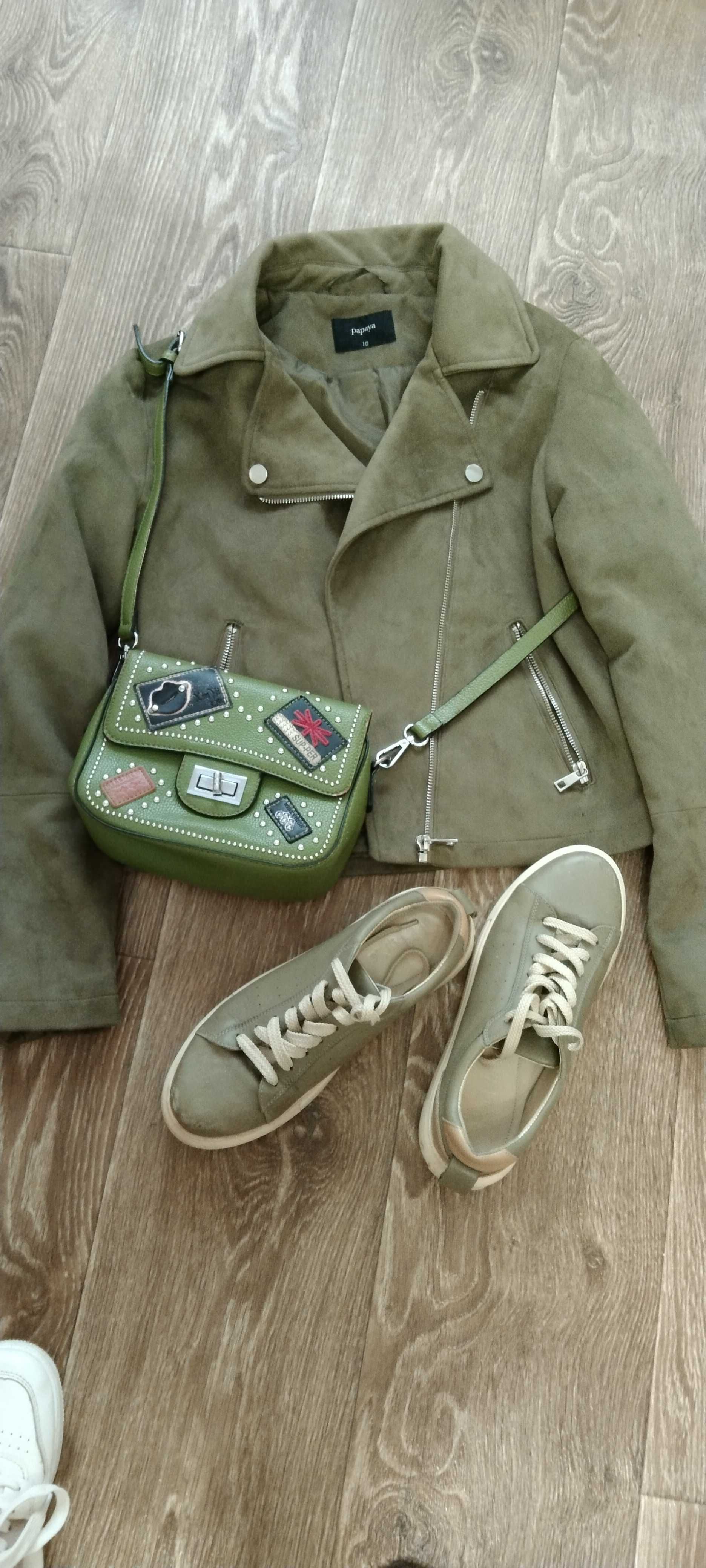 Замшевая куртка+кожаные кросовки,р37 на подростка в подарок сумка
