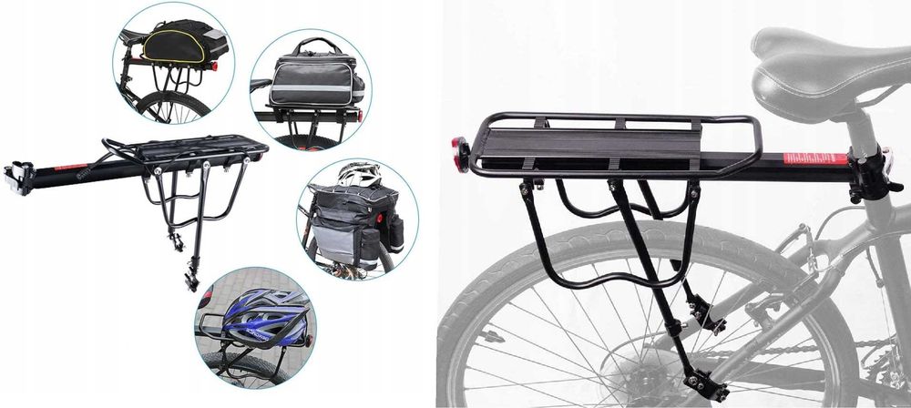 Uniwersalny Bagażnik Rowerowy Tylny do Roweru Aluminiowy Lekki Odblask