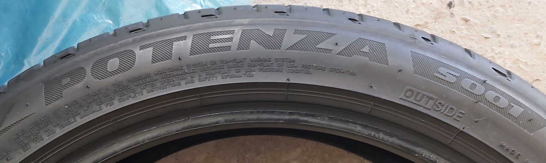 Opony komplet Bridgestone Potenza S001 225/45 r19 2017r 4,5-5mm Runfla