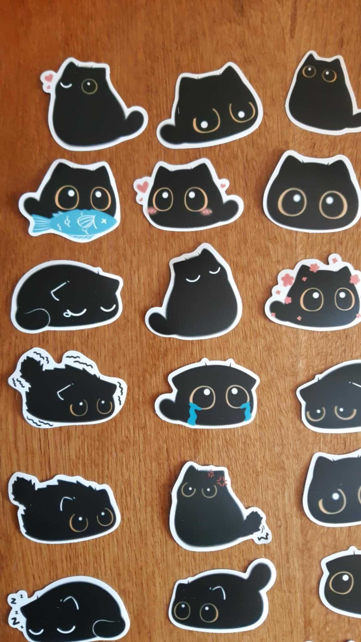Koty kotki czarne koty czarny kot kawaii sweet mem naklejki wlepki