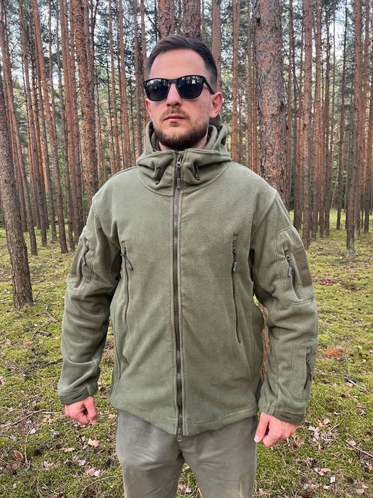 Флісова кофта військова з капюшоном олива фліска  флисовая флиска с