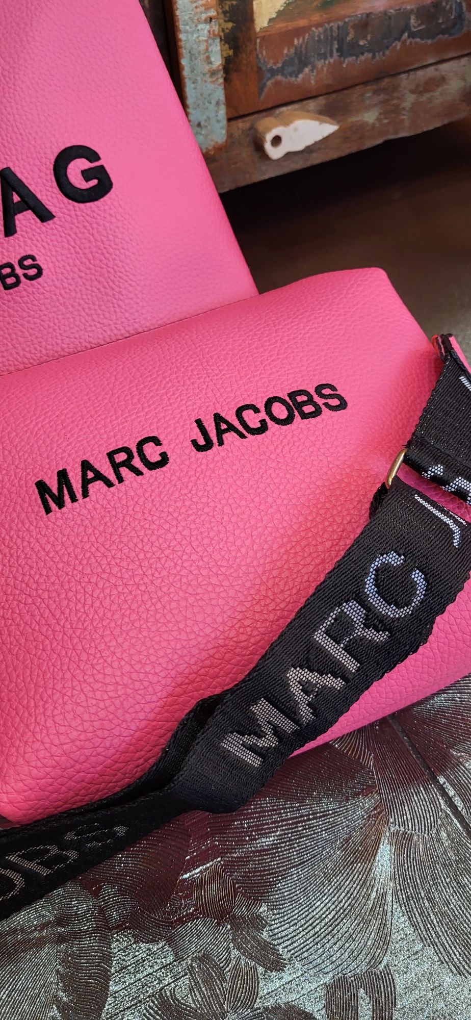 Marc Jacobs tote bag 2 w 1 shopper bag premium torebka fuksja neon