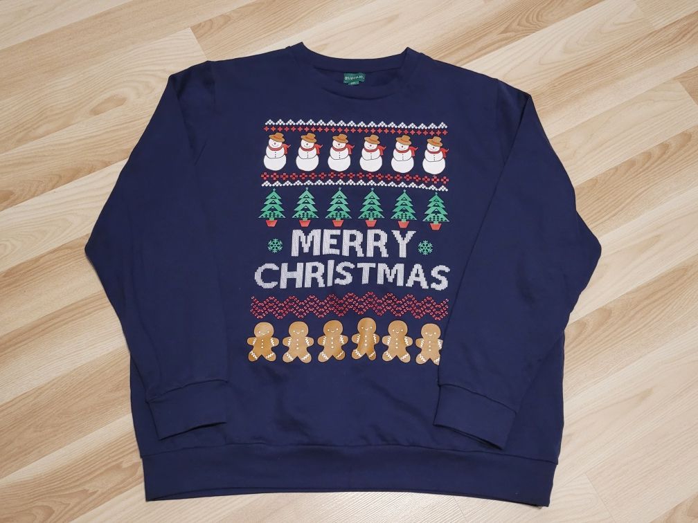Sweter świąteczny męski XXL, Sweter z bałwanem Merry Christmas