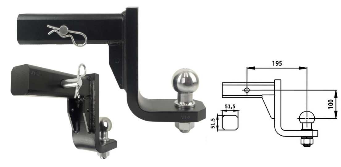 Kula Adapter USA Haka Holowniczego 51x51 AH-8 - obniżana 100mm