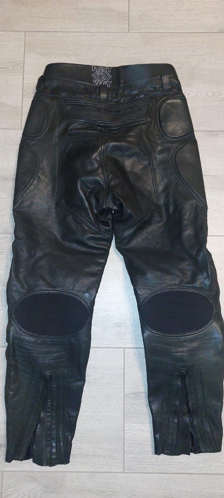 Spodnie motocyklowe skórzane czarne