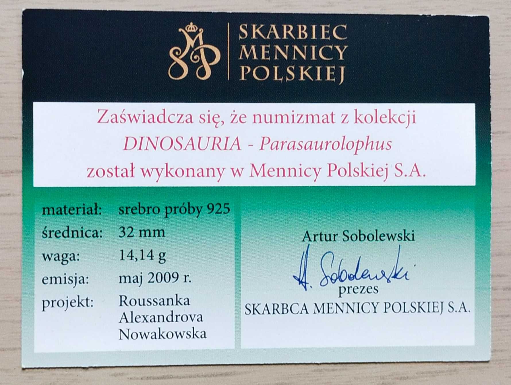 Kolekcja 8 srebrnych numizmatów Ag925 - Dinosauria