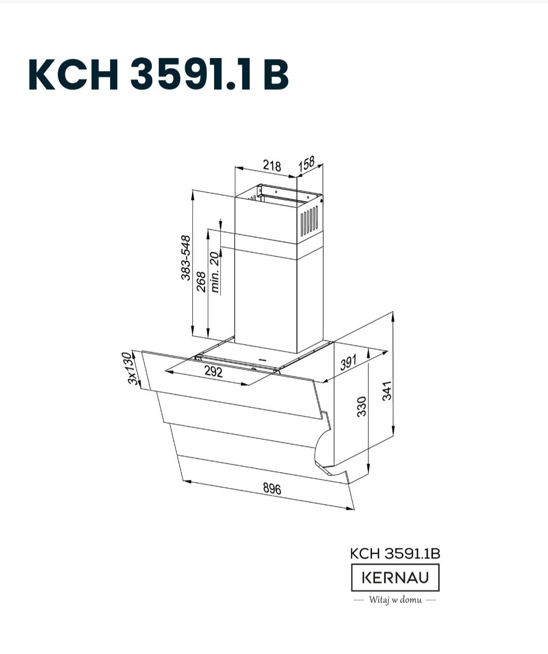 Okap Kernau KCH 3591.1 B - NOWY gwarancja