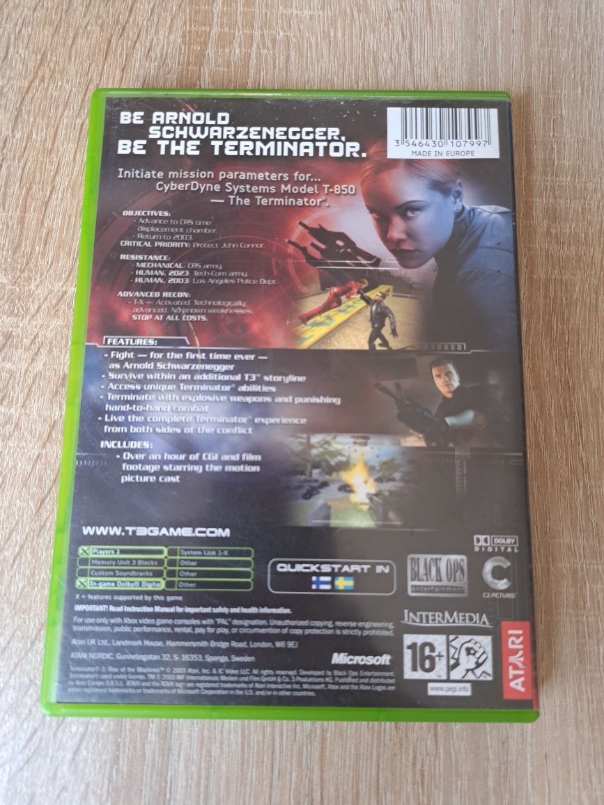 Terminator Rise of the Machines Xbox Classic Xbox 360 3xA Komplet