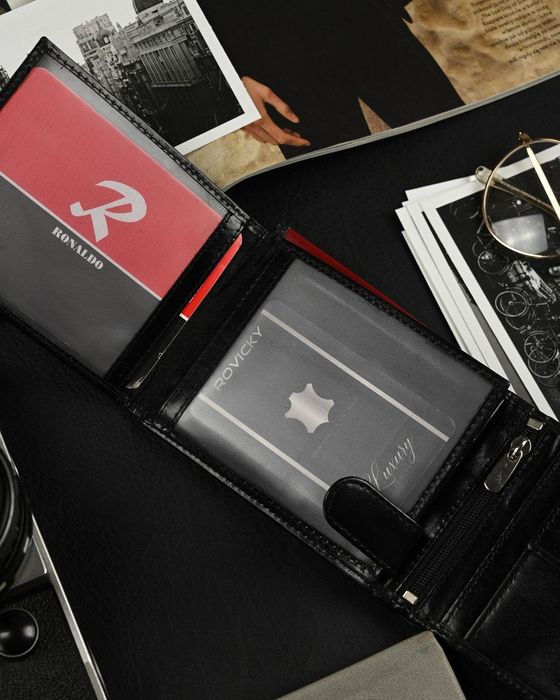 poziomy portfel męski z bezpieczną sekcją na karty - ronaldo