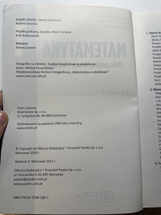 Podrecznik i zbior zadan z matematyki, klasa 1, wydawnictwo pazdro
