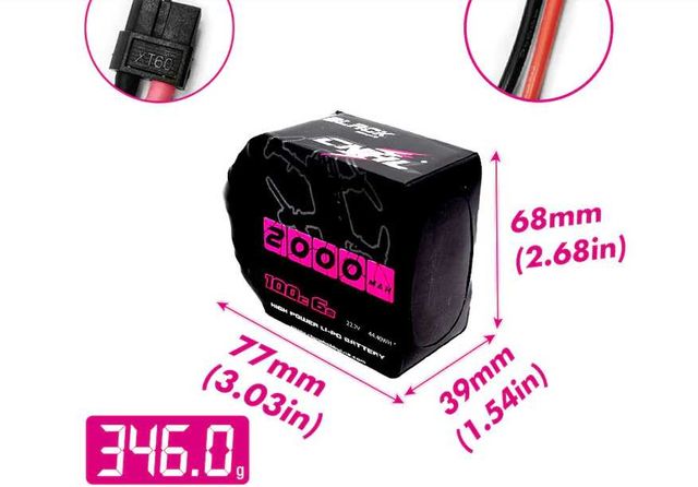 Akumulator bateria 6s 2000mAh 22.2V 6S 100C dron fpv, samolot RC