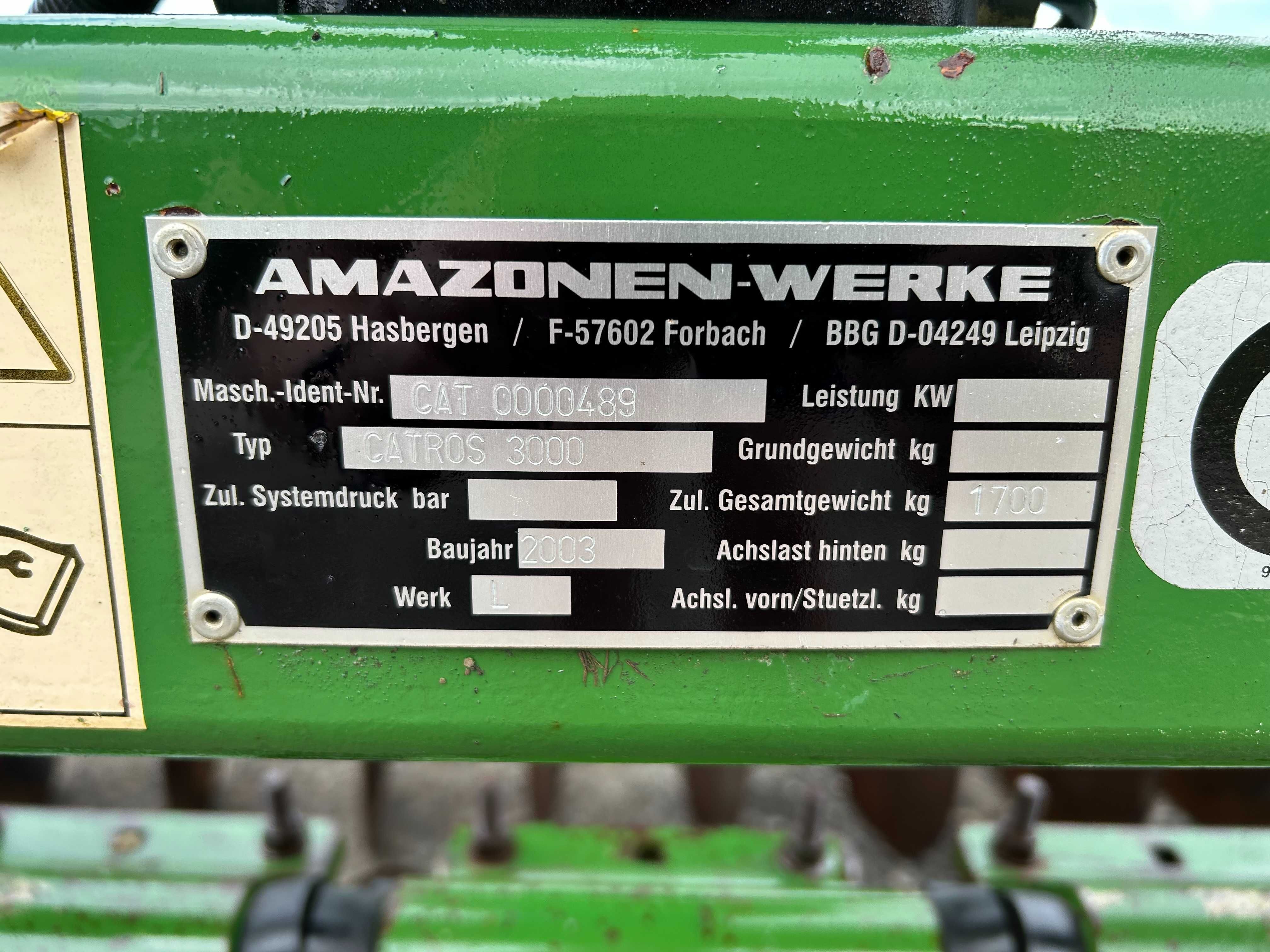 Brona Talerzowa Amazone Catros 3000, Wał gumowy.