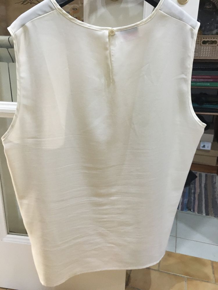 Top de manga cavada, branco pérola, tamanho 46 (XL), marca OXIGÉNIO