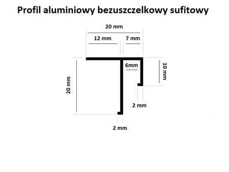Profil aluminiowy mocujący płótno sufitu napinanego F + krawędziowy L