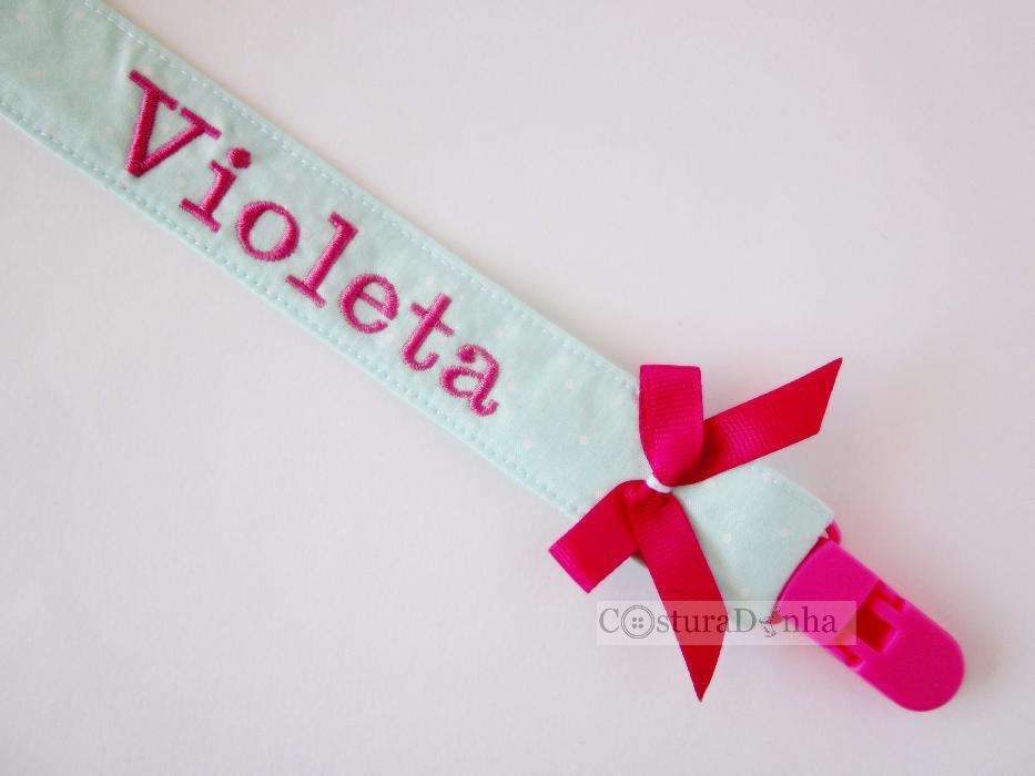 Prende chucha personalizada com nome bordado - boa oferta