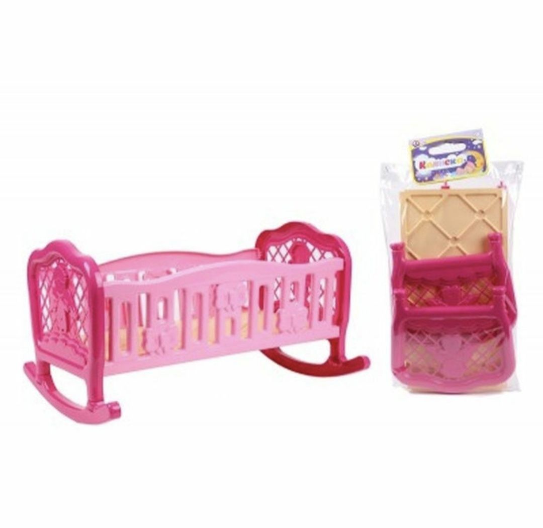 Новая кроватка для куклы кукол Технок колиска колыбелька розовая 45 см