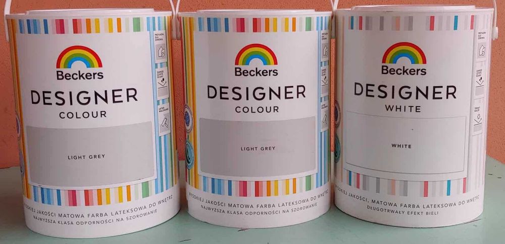 Farba Beckers Light Grey + White 15 litrów nowe + Taśma malarska