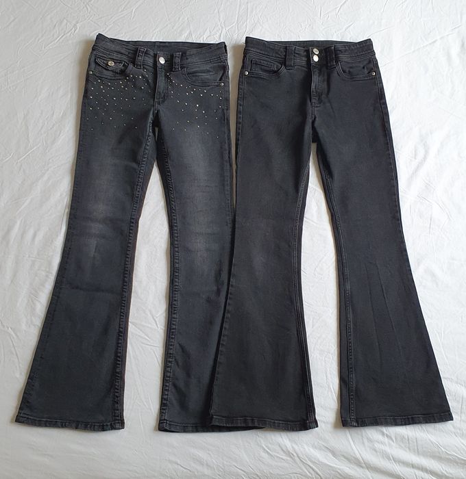 Czarne jeansy flared 2 pary H&M rozmiar 158