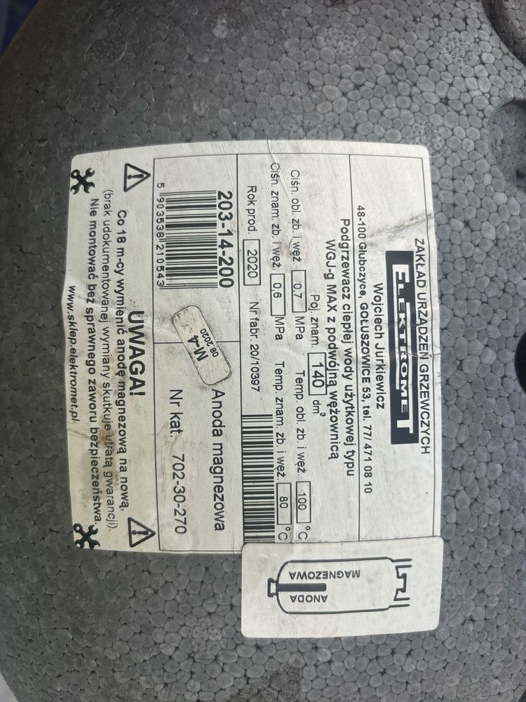 Bojler na wode 140l - 2020r