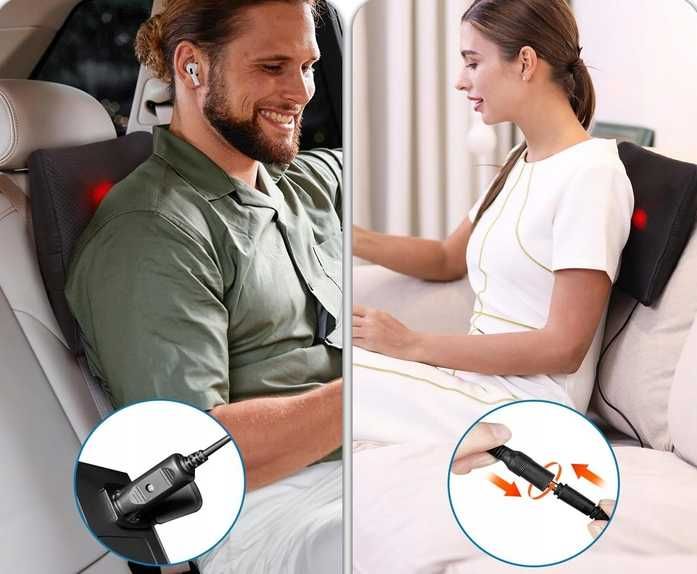 Masażer Shiatsu z funkcją grzania + zapalniczka samochodowa