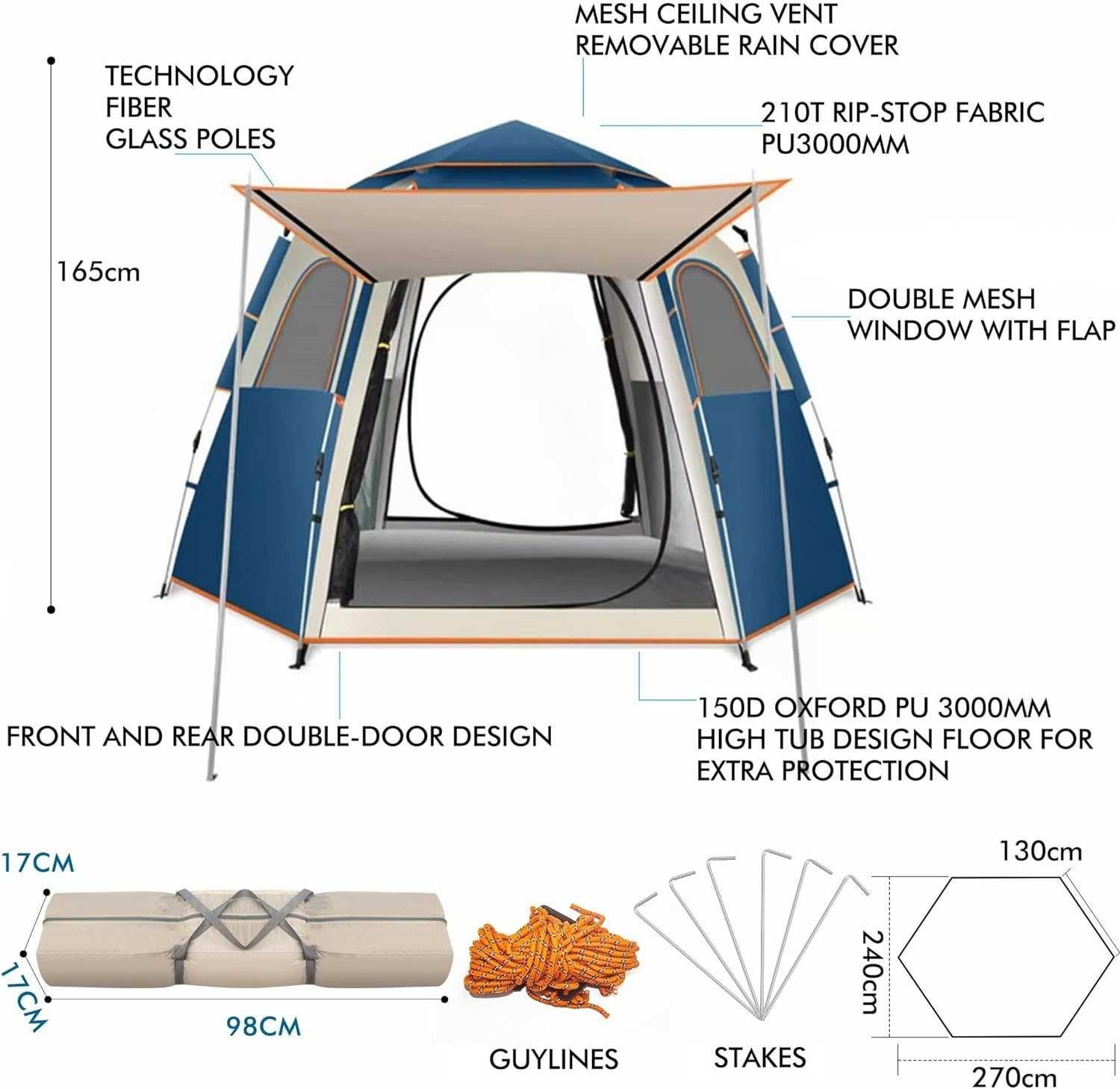 Namiot kempingowy 4-osobowy Reakoo Tenda 4