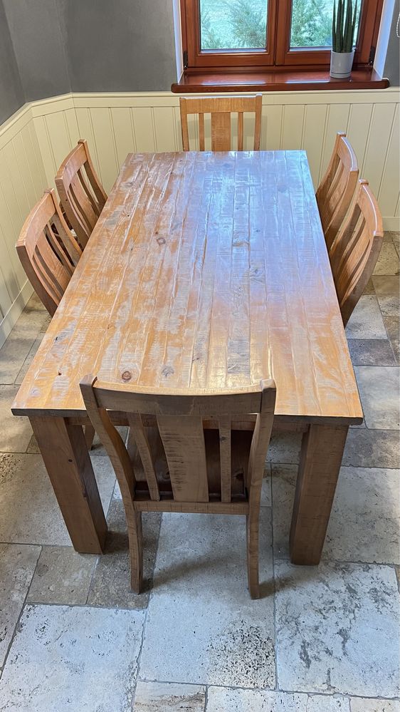 Stół drewniany z krzesłami komplet do jadalni
