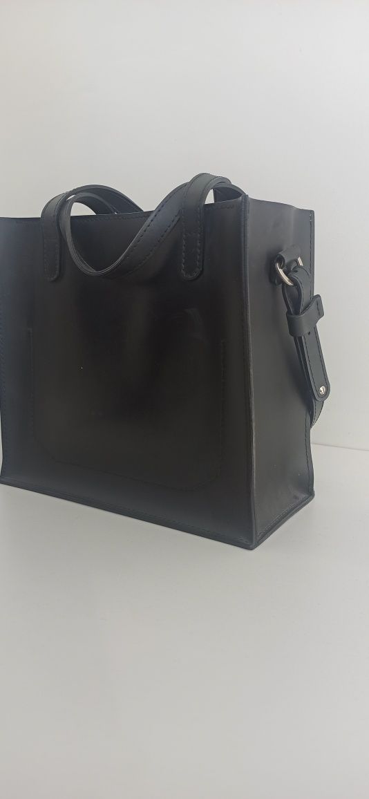 Сумка шопер шкіряна Pryanick Shopper S1 black mat