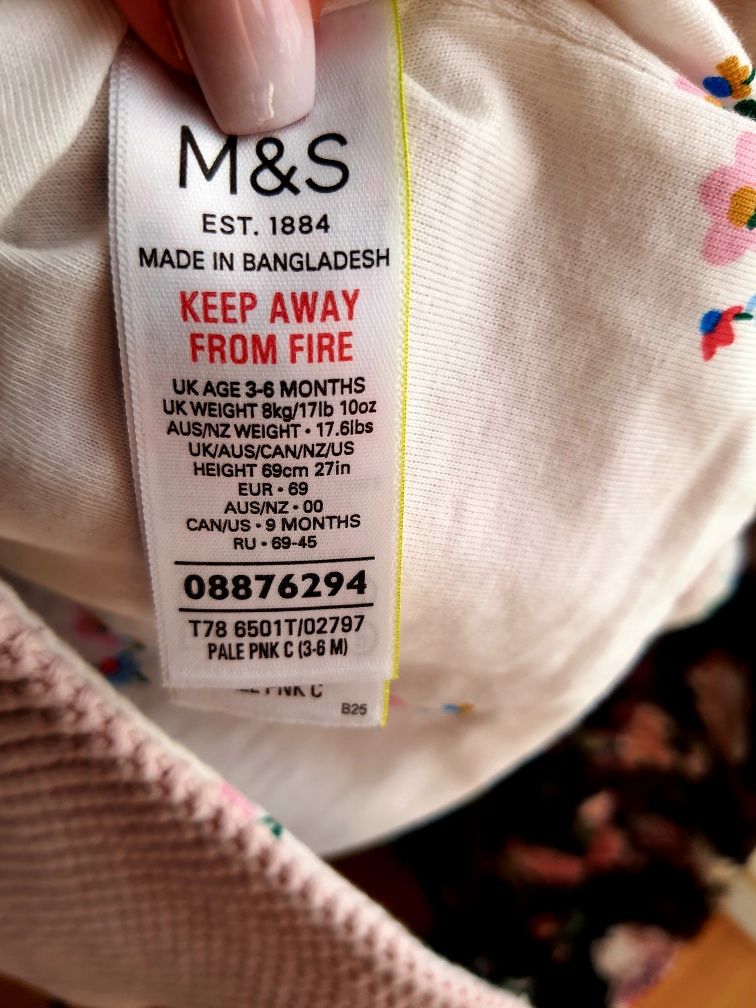 Sweterek z uszkami m&s 3-6 miesięcy 68cm 100% bawełny