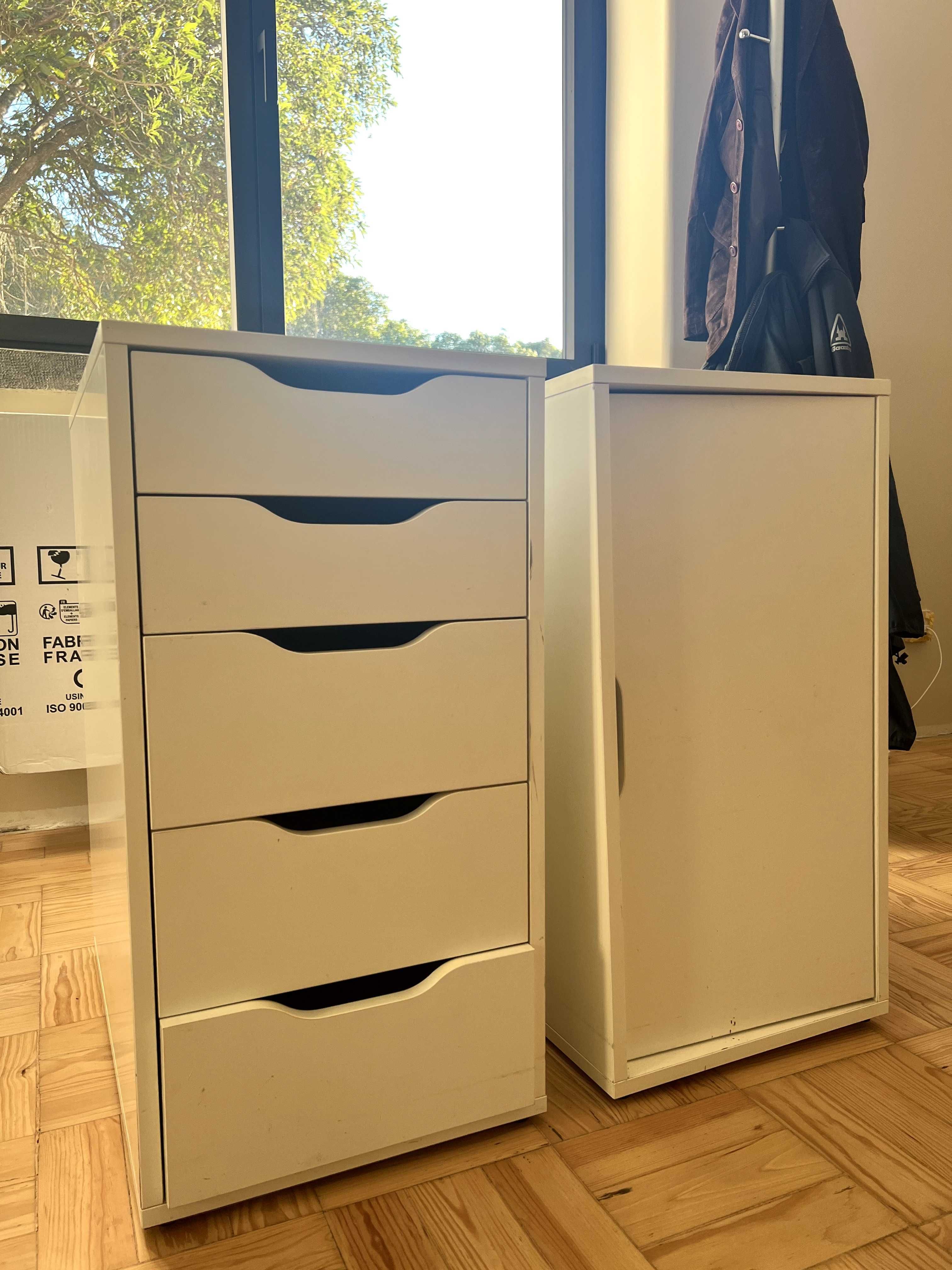 2 Blocos Gavetas e Porta ALEX IKEA Branco 36x70cm
